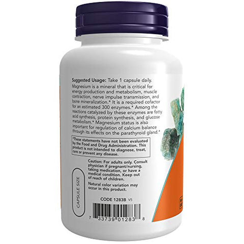 NOW Foods - NOW Magnesium 400mg, 180 Cápsulas (Pacote com 2) – Suplemento de Magnésio de Alta Potência
