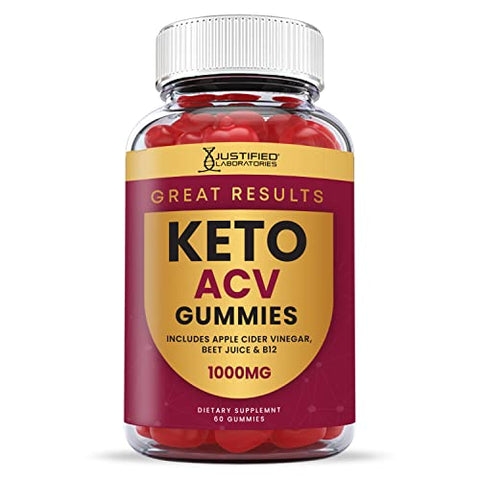 Gummies Keto ACV Justified Laboratories 1000MG com Suco de Romã, Beterraba e Vitamina B12 – 60 Gummys