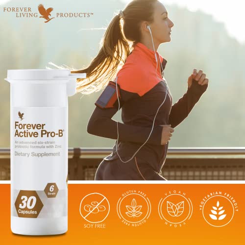 Forever Living Products - Forever Living – Forever Active Pro-B: Probiótico Avançado para Saúde Digestiva – 8 Bilhões de UFC, 6 Cepas Sinérgicas, Soja