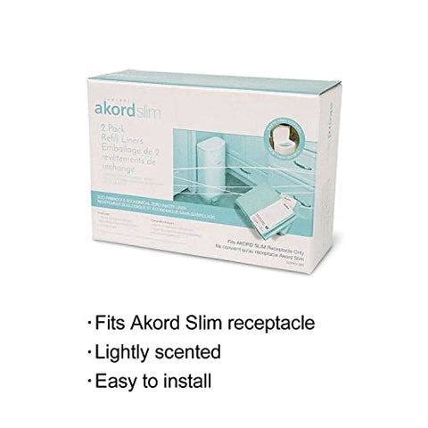 AKORD - Janibell Akord Liners para Descarte de Fraldas 280 Slim Modelo Perfumado 2-Pack Refis Sistema de Forro Contínuo Elimina Resíduos