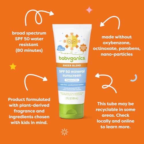 Protetor Solar Babyganics SPF 50 Mineral, Fórmula Leve, Proteção UVA UVB, Octinoxate – 100ml