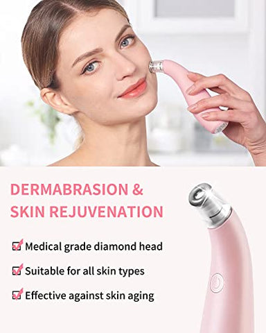 Máquina de Microdermoabrasão 2 em 1 para o Rosto, Dispositivo de Microdermoabrasão com Diamante Recarregável por USB – Tratamento Facial Avançado em Casa (Rosa) - NEWDERMO