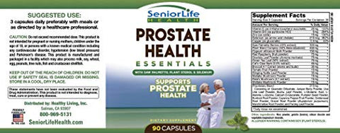 SeniorLife Health - Essenciais para a Saúde da Próstata – Suplemento Natural – Marca Prostate Health – 60 cápsulas – 120g