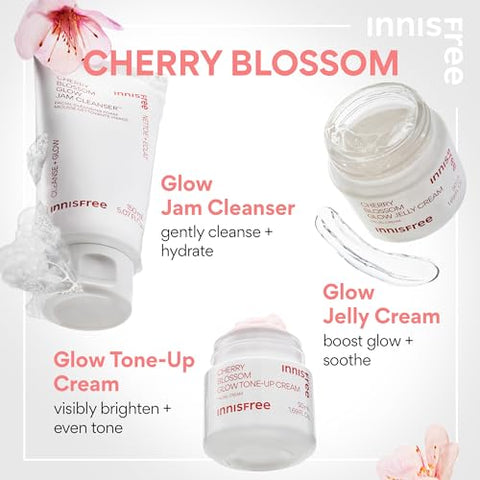 innisfree Creme Clareador Cherry Blossom Glow com Niacinamida para Tom de Pele Iluminado e Uniforme – Hidratante em Gel para o Rosto (Embalagem Pode Variar)