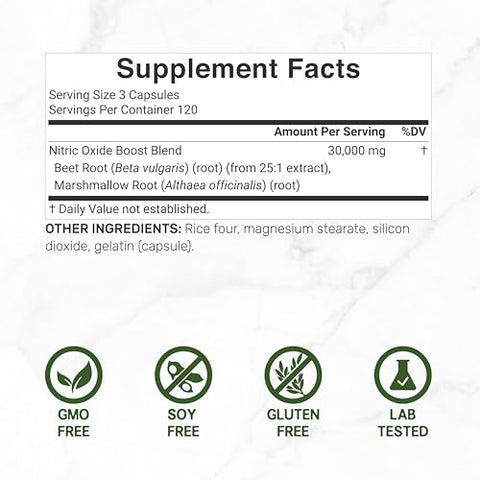 DEAL SUPPLEMENT - Booster de Óxido Nítrico 30.000mg Equivalente, 360 Cápsulas – Natural de Beterraba