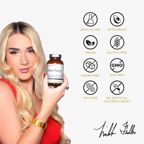 Fuller Health - After Party, Suplemento de Dihidromiricetina | Suporte ao Fígado, Metabolismo, Níveis de Energia, Alívio Pós-Celebração | Sensação de Renovação, 650mg por Cápsula | 1 Frasco, 24 Porções