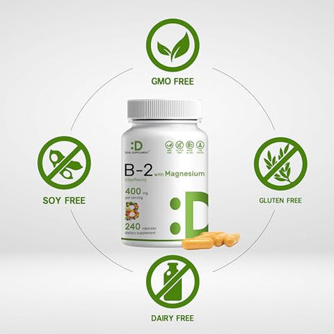 DEAL SUPPLEMENT - Vitamina B2 Riboflavina 400 mg, 240 Cápsulas | Vitaminas – Marca em Primeiro Lugar