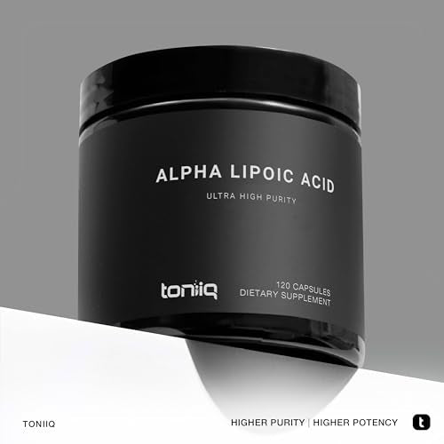 1000mg Cápsulas de Ácido Alfa Lipoico de Ultra Alta Potência – 99% USP Puro – 120 Cápsulas de Suplemento ALA - Toniiq