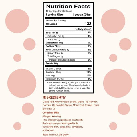Lunar Lifts Nutrition - Pó de Proteína de Chá com Leite Clássico Boba | Isolado de Proteína Whey | 26g Proteína Whey de Pasto | Sem Açúcar Adicionado ou Ingredientes Artificiais | Pó de Proteína para Bubble Tea