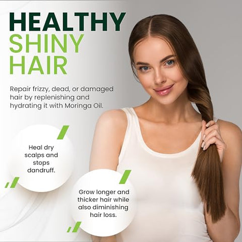 PURA VIDA MORINGA - Óleo de Moringa Orgânico 100% Puro para Rosto, Cabelo, Unhas e Pele Seca – Certificado USDA Extraído de Sementes de Moringa Oleifera de Origem Única – Testado por Terceiros, Extraído a Frio – 30ml