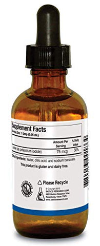 Fórmula Líquida de Iodo, 75mcg/Drop, Saúde da Tireoide, Níveis de Energia, Saúde Metabólica, Mineral Traço Essencial – 60ml - Biotics Research