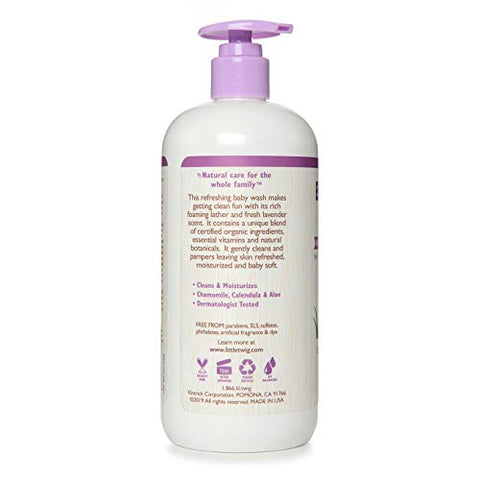 2-em-1 Lavagem para Bebês, Sabonete Corporal Hipoalergênico com Ingredientes Orgânicos, Essenciais para o Banho do Bebê, Lavanda Calmante, 500 ml - Little Twig