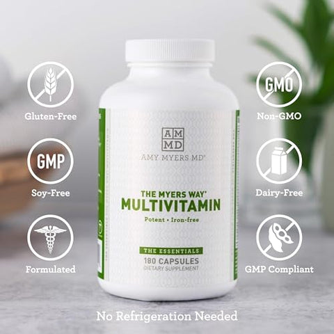 Multivitamínico para Mulheres e Homens, Suporte Imunológico e da Tireoide, Alívio do Estresse – Vitaminas B Ativadas, Zinco, Selênio, Iodo – Rico em Nutrientes e Minerais, Aumente - Amy Myers MD