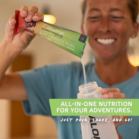 Endurance Fuel: Pó para Bebida Esportiva Pronto para Levar, com Eletrólitos, Livre de Transgênicos, Sem Soja, Laticínios e Glúten, Adequado para Veganos, Sabor Melancia Dauwalter, Pacote com 12 Unidades - Tailwind Nutrition
