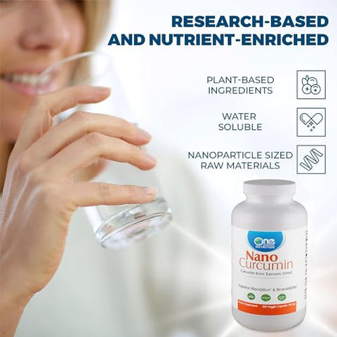 One Planet Nutrition - Nano Curcumin 100 mg Cápsulas Vegetais (120 Porções), Extrato de Cúrcuma, Nano para Alta Absorção, Suporte Anti-Inflamatório