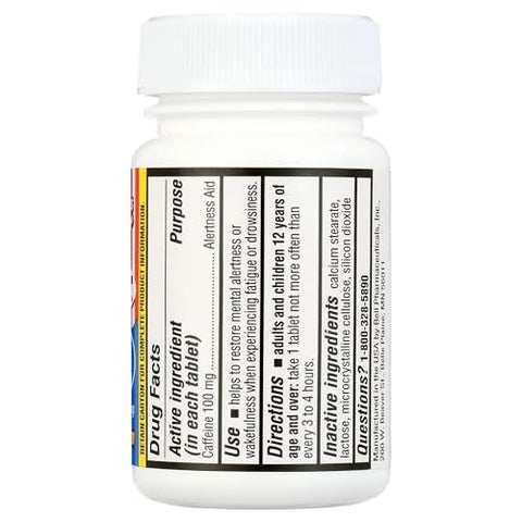 100 MG Cada Comprimido de Cafeína 120 Unidades – Pacote de 3 | Energizante de Marca - Jet-Alert