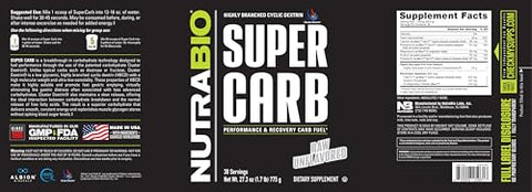 Super Carb – Pó de Suplemento de Carboidratos Complexos – Cluster Dextrin e Eletrólitos para Melhorar o Desempenho - NutraBio
