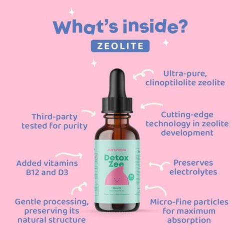 JoySpring - Zeolite Kids JoySpring – Gotas de Zeolite que as Crianças Vão Amar – Sabor de Frutas Vermelhas – Enriquecido com Vitamina D3 – Zeolite para a Vida Urbana, Suporte Digestivo – Marca