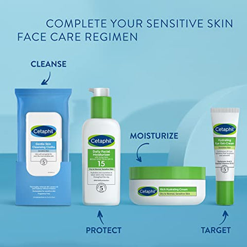 Lenços Umedecidos para Rosto e Corpo, Panos de Limpeza Suave para Pele Sensível, Presentes para o Dia das Mães, 25 Unidades (Pacote com 3), para Pele Seca, Fechamento Flip Top, Ótimo para a Academia - Cetaphil