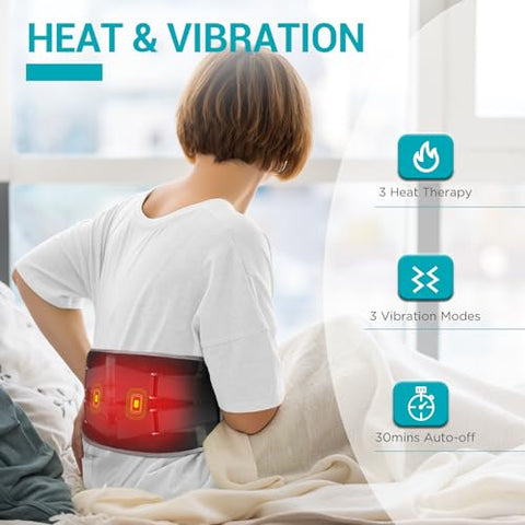Aquecedor Portátil Comfytemp com Massageador para Alívio de Dor nas Costas, Massageador de Costas sem Fio Elegível para FSA HSA, Almofadas Térmicas Vestíveis para Cólicas com 3 Níveis de Calor, Desligamento Automático