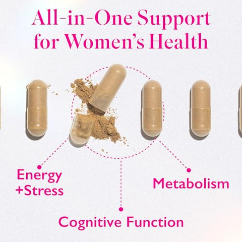 Amy Suzanne - Ashwagandha, Black Cohosh, Maca Root – Equilíbrio Hormonal com 9 Extratos Herbais – Suporte ao Estresse, Cognição e Perimenopausa – Suplementos para Harmonia Hormonal