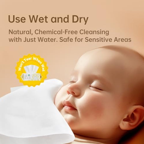 Toalhas de Rosto Ultra Macias | Lenços de Algodão 100% USA | Uso Úmido e Seco | Hipoalergênicas e Sem Perfume | Necessidades do Bebê para Trocas de Fraldas, Refeições e Limpeza Rápida On-the-go | - Winner