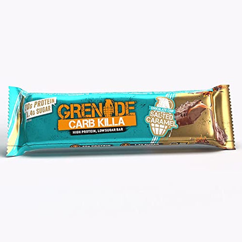 Barra de Proteína Alta e Baixo Carboidrato, 12 x 60 g – Chocolate Chip Salted Caramel | Grenade Carb Killa Barra de Proteína de Alta Qualidade - Grenade Carb Killa