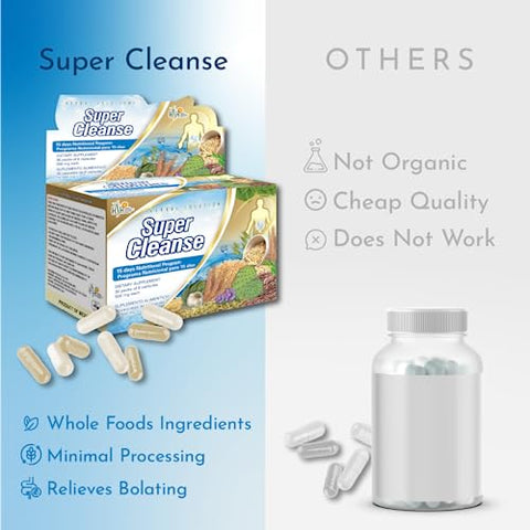 Super Cleanse da Herbal Solutions: Programa de Desintoxicação Extra Forte de 15 Dias para Limpeza Abrangente do Sistema Digestivo – Limpeza do Cólon e do Fígado