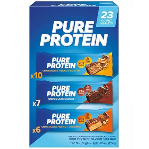 SHOPAAHOLICS - Conjunto Fitness Shopaaholics, Pack Variado de Barras de Proteína Pura Sem Glúten de Chocolate 23 un, Garrafa Shaker com Bola de Mistura, Caixa de Pílulas de Alumínio