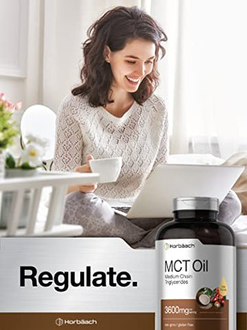 Keto MCT Oil Pills | 3600mg | 300 Softgels | Cápsulas de Óleo de Coco | Fórmula Livre de OGM e Glúten | Suplemento de Alta Potência e Tamanho Grande - Horbäach