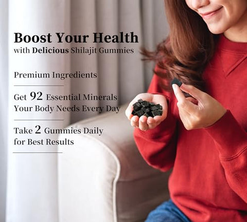 DLNIA - Shilajit Gummies com Ashwagandha e Cúrcuma – Orgânicos, Zero Açúcar | Marca: Shilajit Gummies