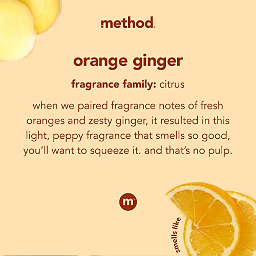 Recarga de Sabonete Líquido para as Mãos Method, Laranja e Gengibre, Frasco Reciclável, Fórmula Biodegradável, 828 ml (Pacote com 4)