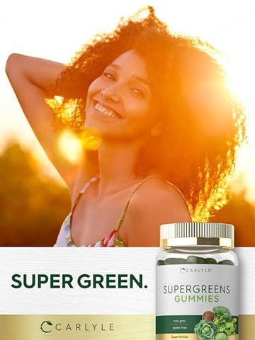 Supergreens Gummies | Vegano, Não-OGM e Suplemento Livre de Glúten | 100% Natural - Carlyle