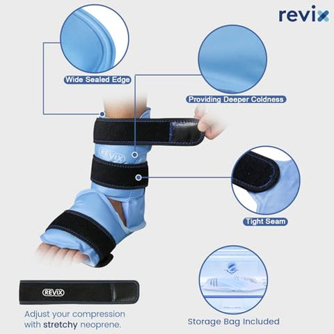 Envoltório de Gelo para Tornozelo – Alívio da Dor nos Pés e Lesões, Pacotes de Gelo Reutilizáveis de Gel Frio para Tendinite de Aquiles, Fascite Plantar, Torções de Tornozelo e Calcanhares - REVIX