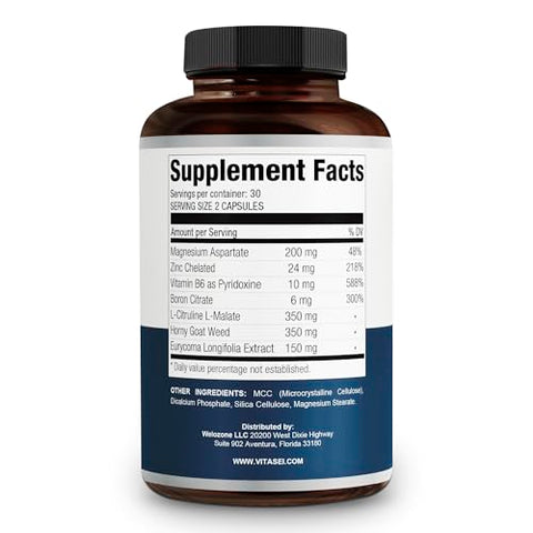 VITASEI - Testronix – Suplemento de Desempenho para Homens – Energia e Suplementos Musculares para a Saúde Masculina – 60 Cápsulas