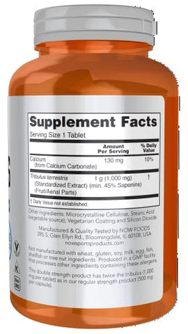 Sports Nutrition Tribulus Terrestris 1,000 mg – Suplemento para Saúde Masculina – 180 Comprimidos - NOW Foods