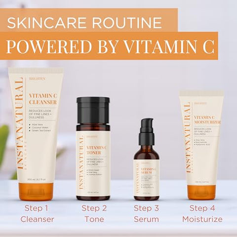 Limpeza Facial com Vitamina C, Ilumina e Reduz Sinais de Envelhecimento, Linhas Finas e Textura Irregular, com Água de Coco e Aloe Vera, 200 ml - InstaNatural