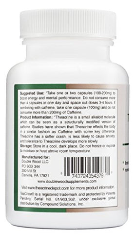 Double Wood Supplements - Theacrine (Teacrine) 100 Mg, 60 Cápsulas – Suplemento Energético e de Foco (Similar a Pílulas de Cafeína, porém Mais Sutil e de Duração Prolongada) Livre de Transgênicos e Glúten por Double Wood