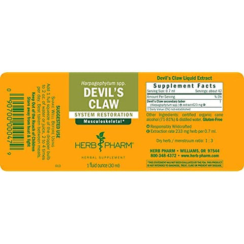 Extrato Líquido de Garra do Diabo para Suporte ao Sistema Musculoesquelético – 30ml (DDCLAW01) - Herb Pharm