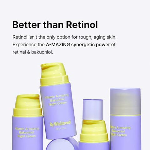 Creme Noturno Retinal Bakuchiol Vitamin A-mazing, Alternativa Coreana ao Retinol, Antienvelhecimento, Suavização da Pele, Refinamento dos Poros, Anti-Rugas, Pele Sensível 30g - BY WISHTREND