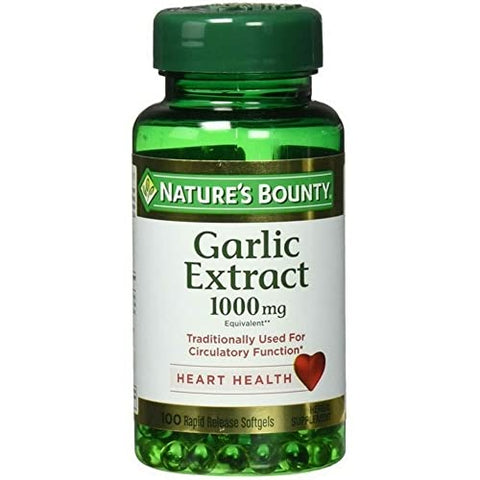 Nature's Bounty - Nature’s Bounty Extrato de Alho 1000 mg Cápsulas Softgels para Suporte Cardiovascular, 100 un (Pacote com 2)