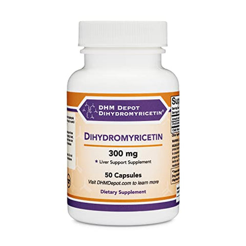 Double Wood Supplements - Dihydromyricetin (DHM) 50 Cápsulas, 300mg, Suporte ao Fígado (Testado por Terceiros)(DHM Depot) Não GMO, Sem Glúten (Desintoxicação e Limpeza do Fígado)