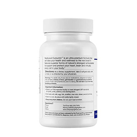 NextLevel Complexo de Curcumina com CoQ10 – Antioxidantes para Coração, Cérebro e Articulações | Stop Aging Now - Stop Aging Now