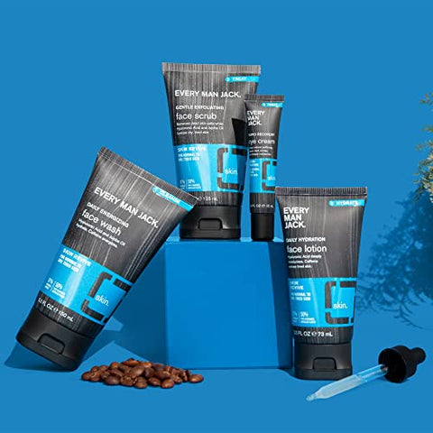 Kit de Cuidados para a Pele Every Man Jack – Limpador Facial, Esfoliante, Loção e Creme para os Olhos – Sem Fragrância