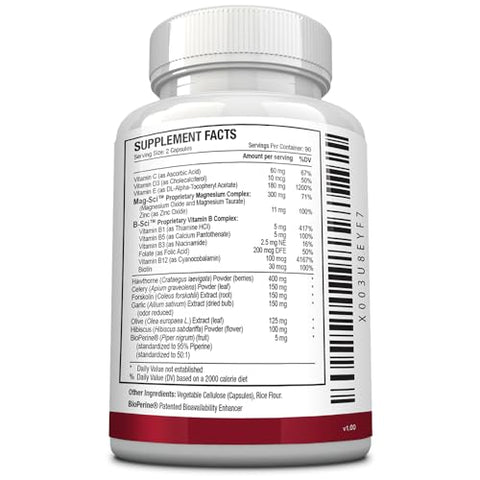 Bloodsyl – Suporte para Pressão Arterial e Colesterol – Hawthorne, Magnésio, BioPerine – 180 Cápsulas Veganas Amigáveis – Fornecimento de 3 Meses - Approved Science