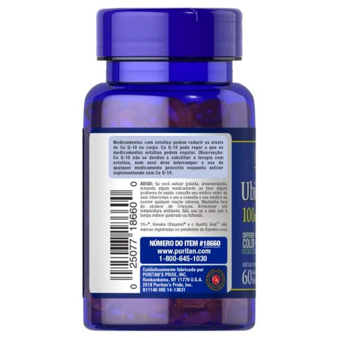 Puritan's Pride - Puritan’s Pride Ubiquinol 100 mg – 60 Softgels de Liberação Rápida – Embalagem com 18660 – Energia e Saúde do Coração