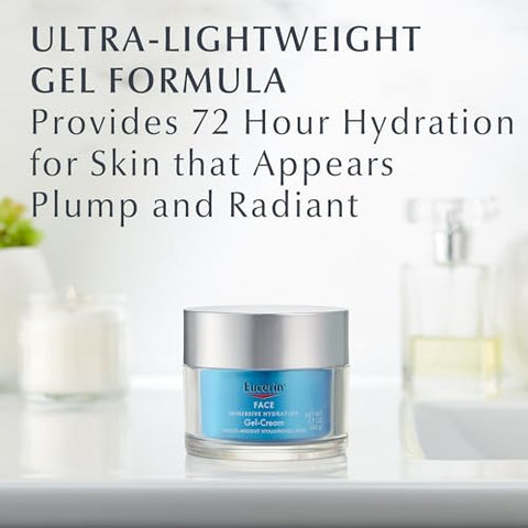 Gel Creme Hidratante Facial Imersivo com Ácido Hialurônico, Hidratação Intensa e Leveza, Suaviza Linhas Finas e Rugas, 50ml - Eucerin