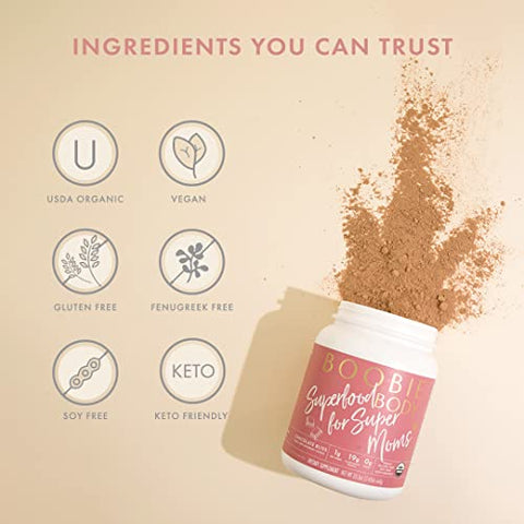 Boobie Brands - Boobie Body Shake Substituto de Refeição Superfood, Sabor Chocolate Bliss | 19g Proteína | Seguro para Gravidez e Lactação