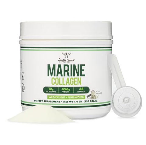 Pó de Colágeno Marinho (454g / 16oz de Peptídeos de Colágeno Marinho de Dissolução Rápida) Selvagem, Sem Sabor, Micronizado – Inclui Medidor, Sem Aditivos (38…) - Double Wood Supplements