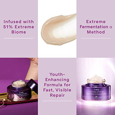 Time Revolution Night Repair Ampoule Cream (5ª Geração) 50ml – Creme Noturno de Reparo Profundo Triplo Fermentado – Reparação Noturna para Radiância Aumentada, Cuidados com a Pele Coreanos - MISSHA